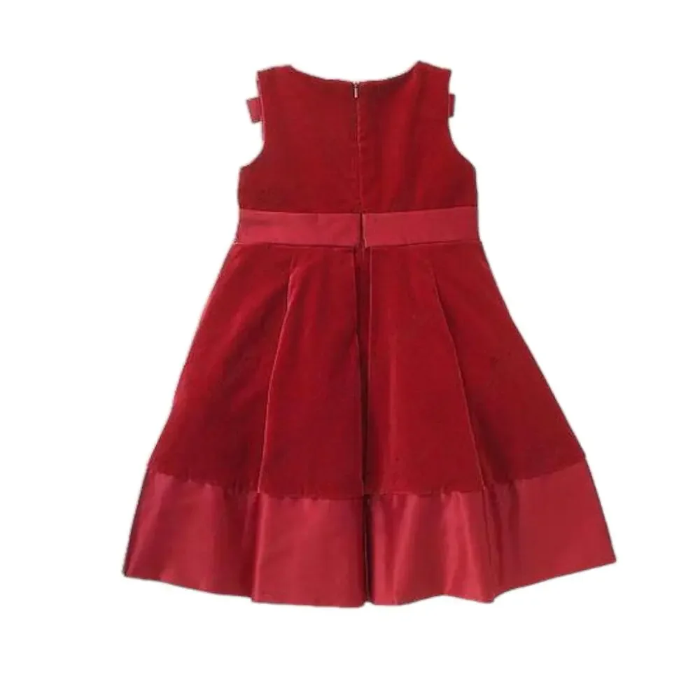 Gymboree Girls Dress Size 6 Red Velveteen Pleated Classic‎ Holiday Christmas